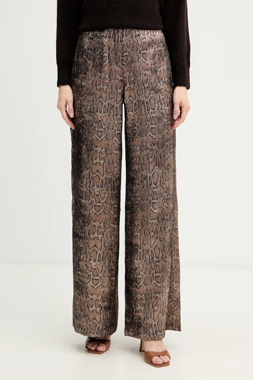 Nohavice Morgan hnedá farba, široké, vysoký pás, PJENG.F