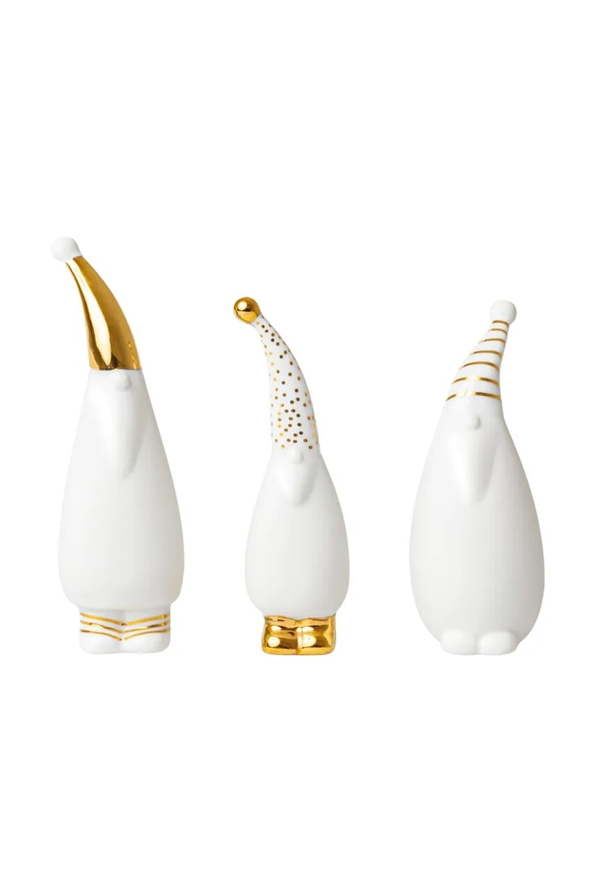 Vianočná dekoratívna figúrka Raeder Santa Gold 2 x 2,5 x 11 cm 3-pak biela farba