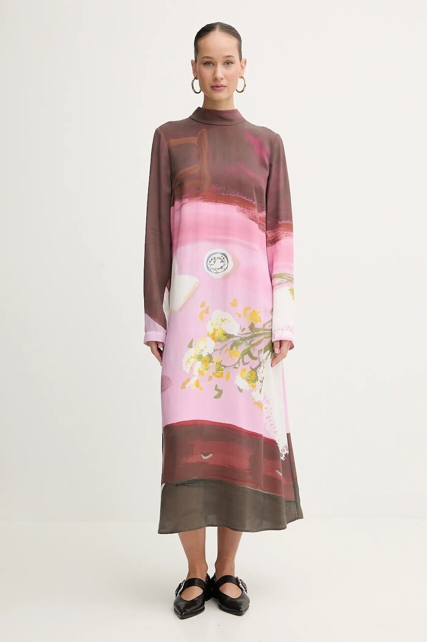 Šaty Stine Goya ružová farba, midi, rovný strih, SG-PS26-D017-2263P