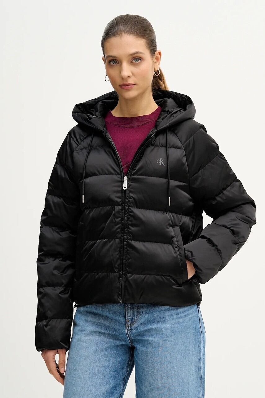 Bunda Calvin Klein Jeans čierna farba, prechodná, LV047E509G