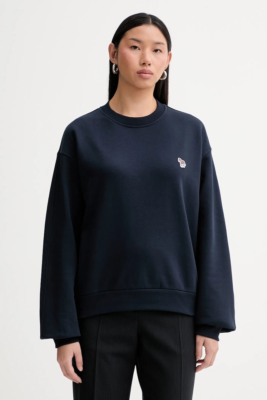 Bavlnená mikina PS Paul Smith tmavomodrá farba, s nášivkou, W2R-352V-V21116