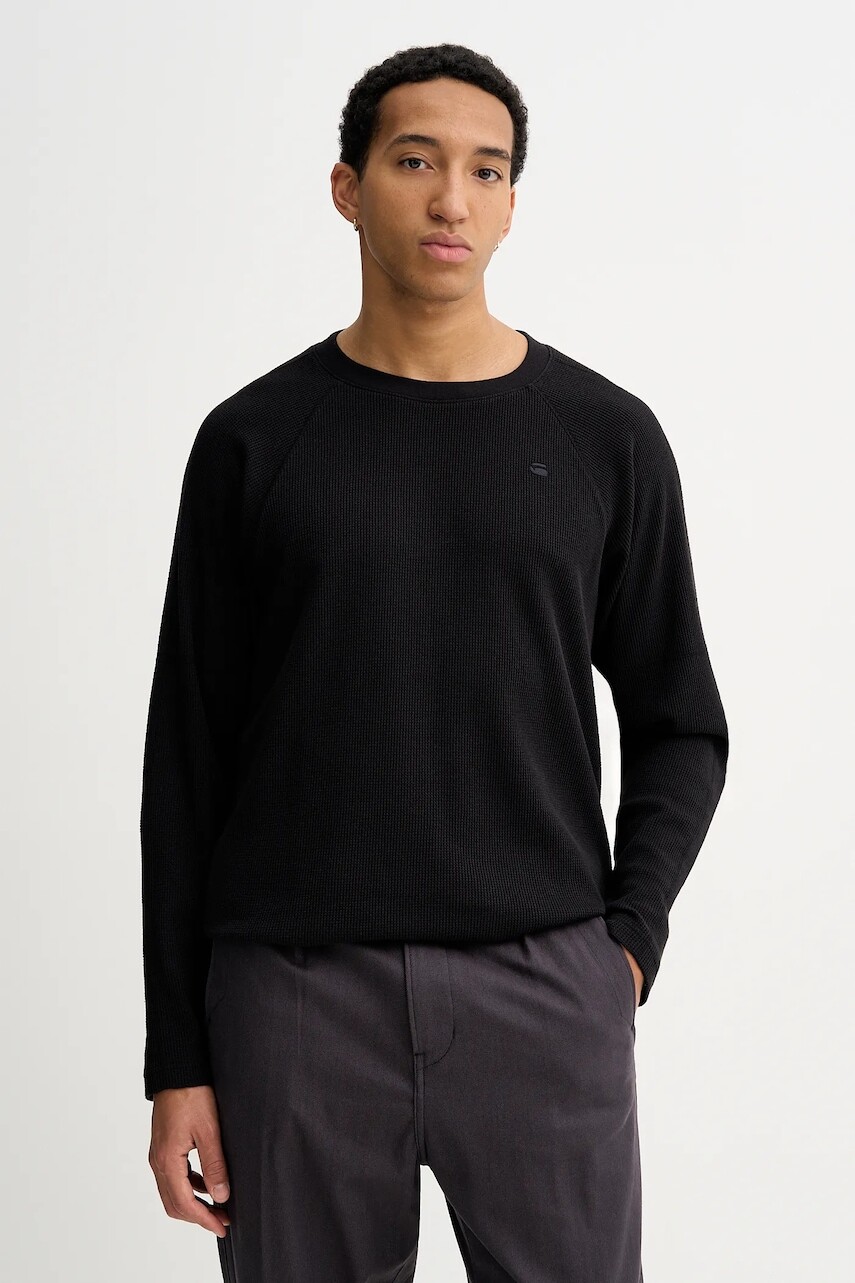 Tričko s dlhým rukávom G-Star čierna farba, jednofarebné, D26864-E176