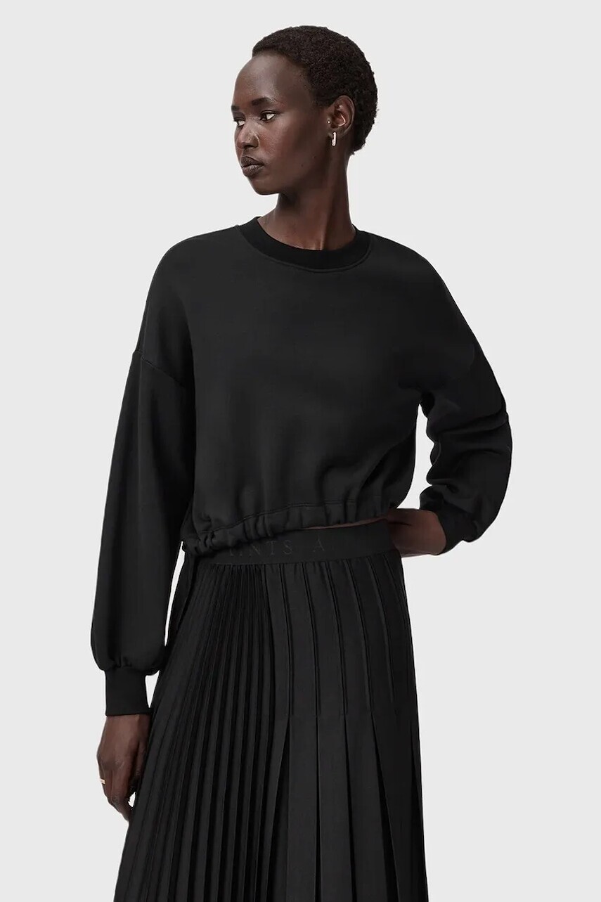 Mikina AllSaints čierna farba, jednofarebná, W093JD