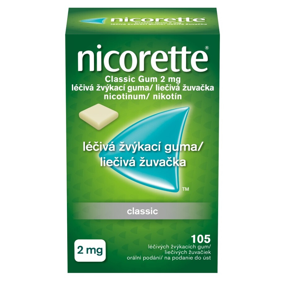 NICORETTE Classic Gum 2 mg liečivé žuvačky 105 ks