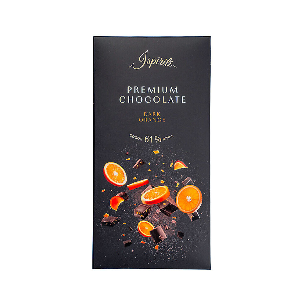 ISPIRITI Horká čokoláda 61% s kúskami pomaranča 80 g