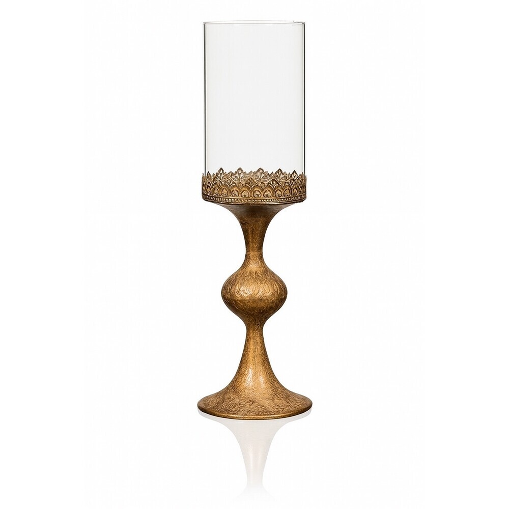 Kovový svietnik so sklom 47 cm, zlatá