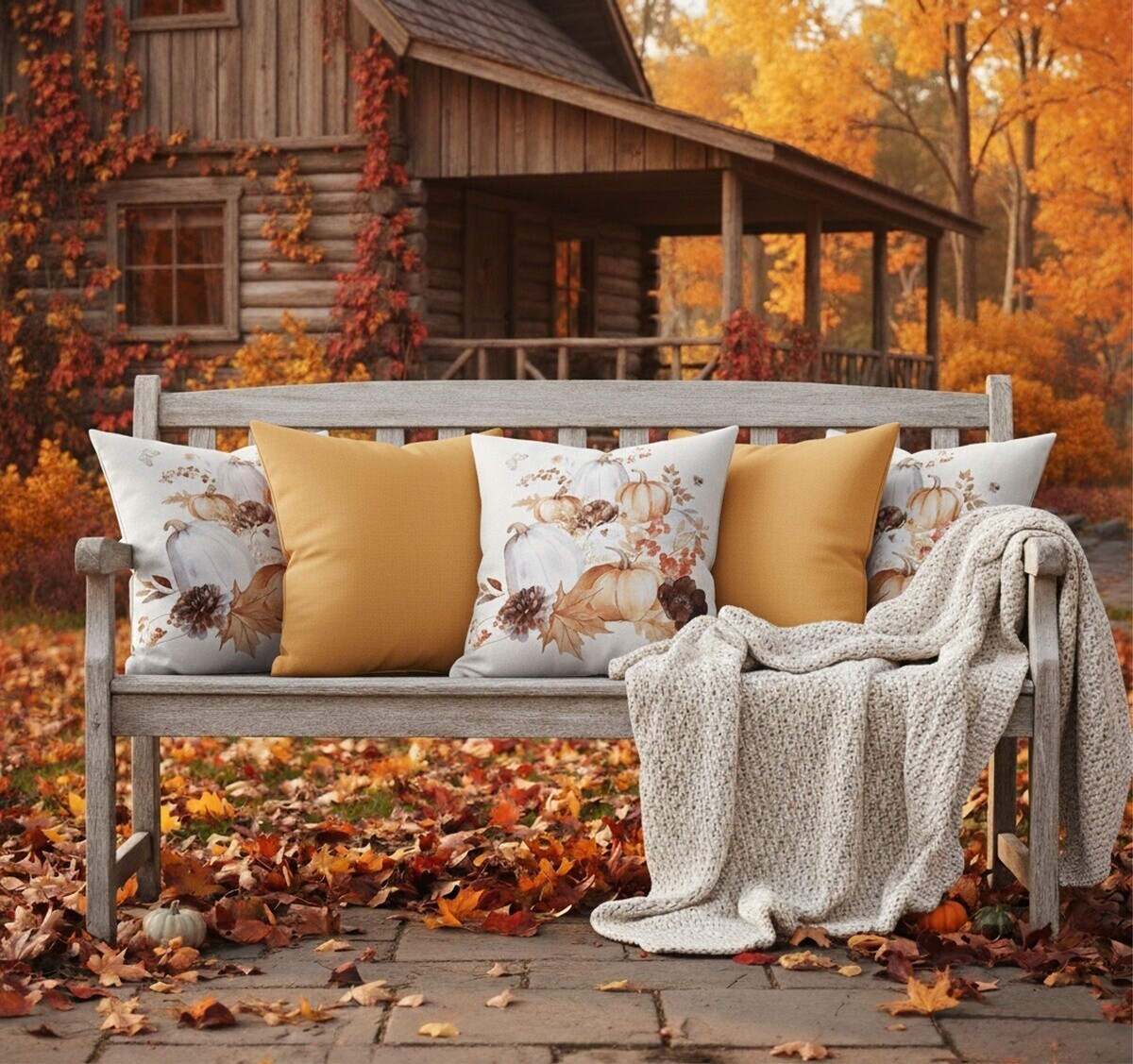 Obliečka na vankúš, Tri tekvice, 40 x 40 cm