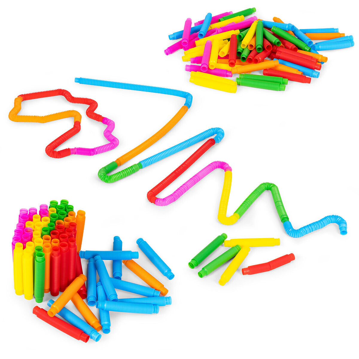 Farebné senzorické trubky pop tube pre deti antistresové trubky na prepojenie 60 kusov