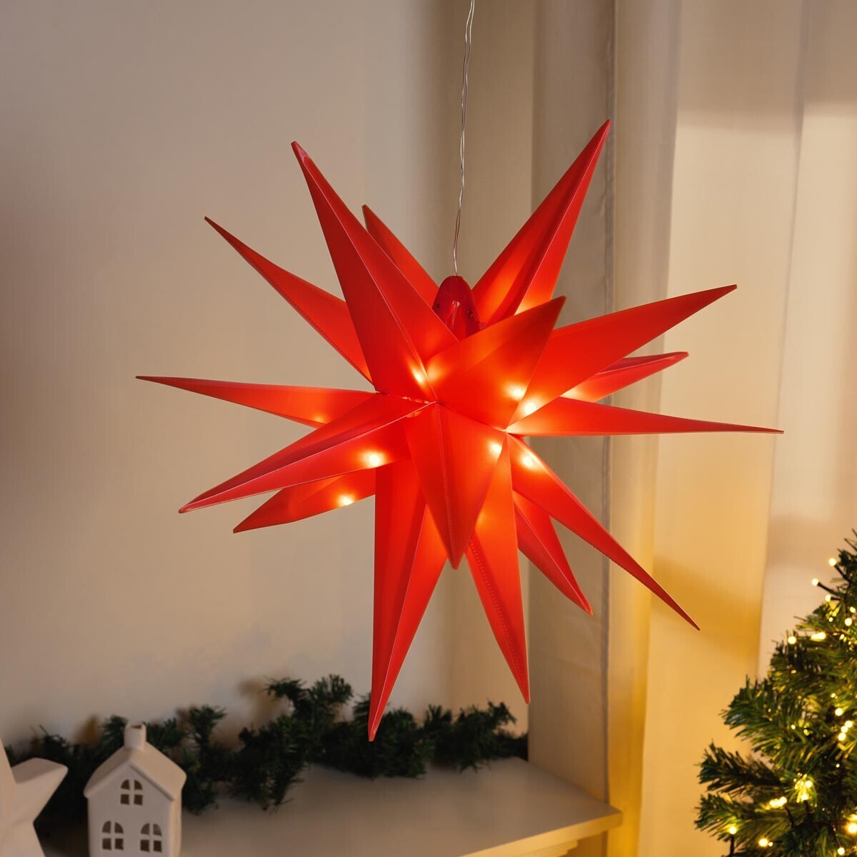 LED hviezda, červená, 56 cm
