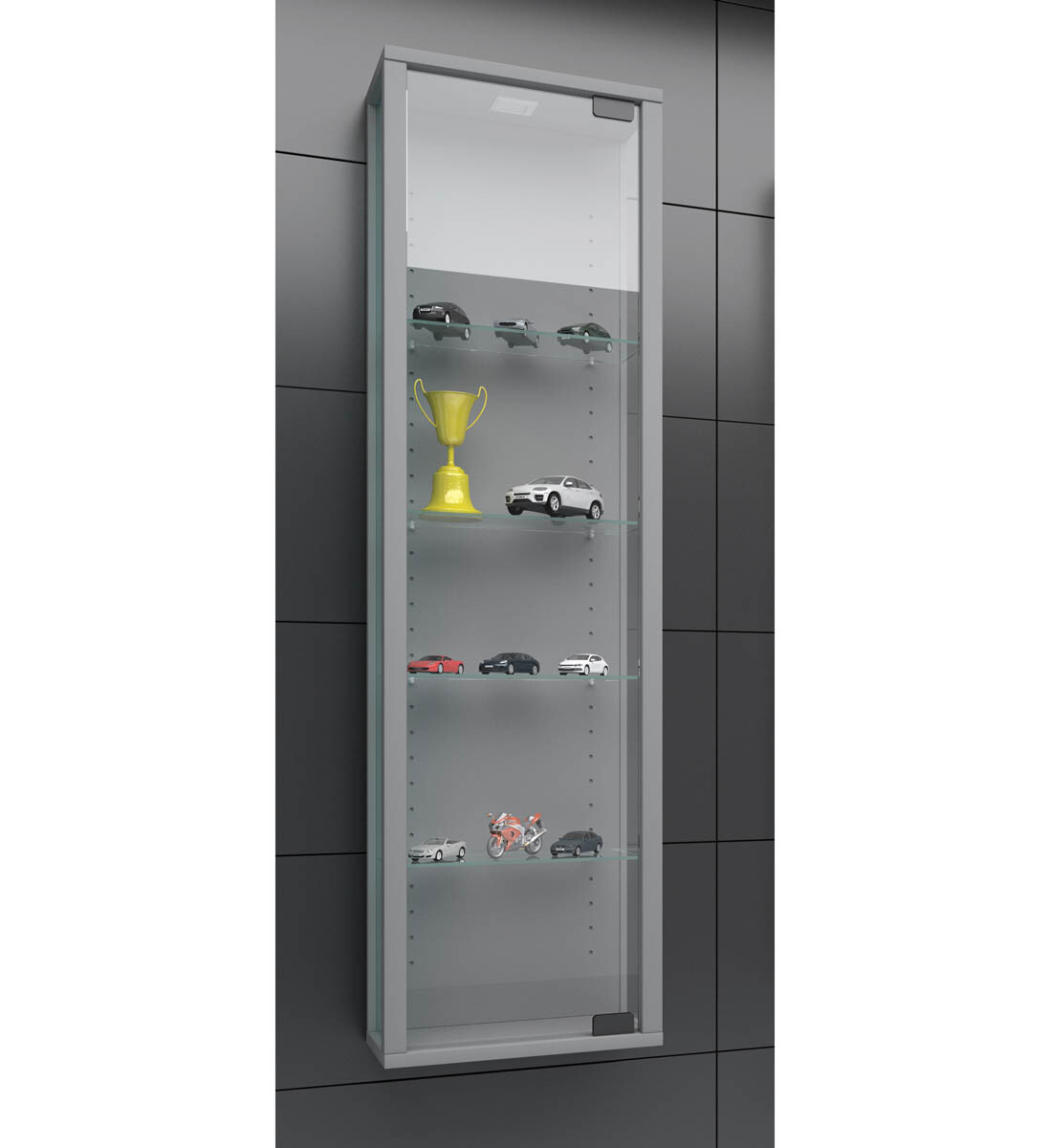 Nástenná vitrína Stano Mini, strieborná