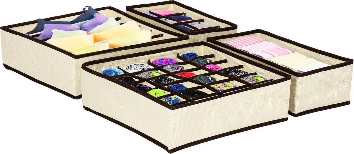 Organizér na spodnú bielizeň - sada 4 ks - béžový
