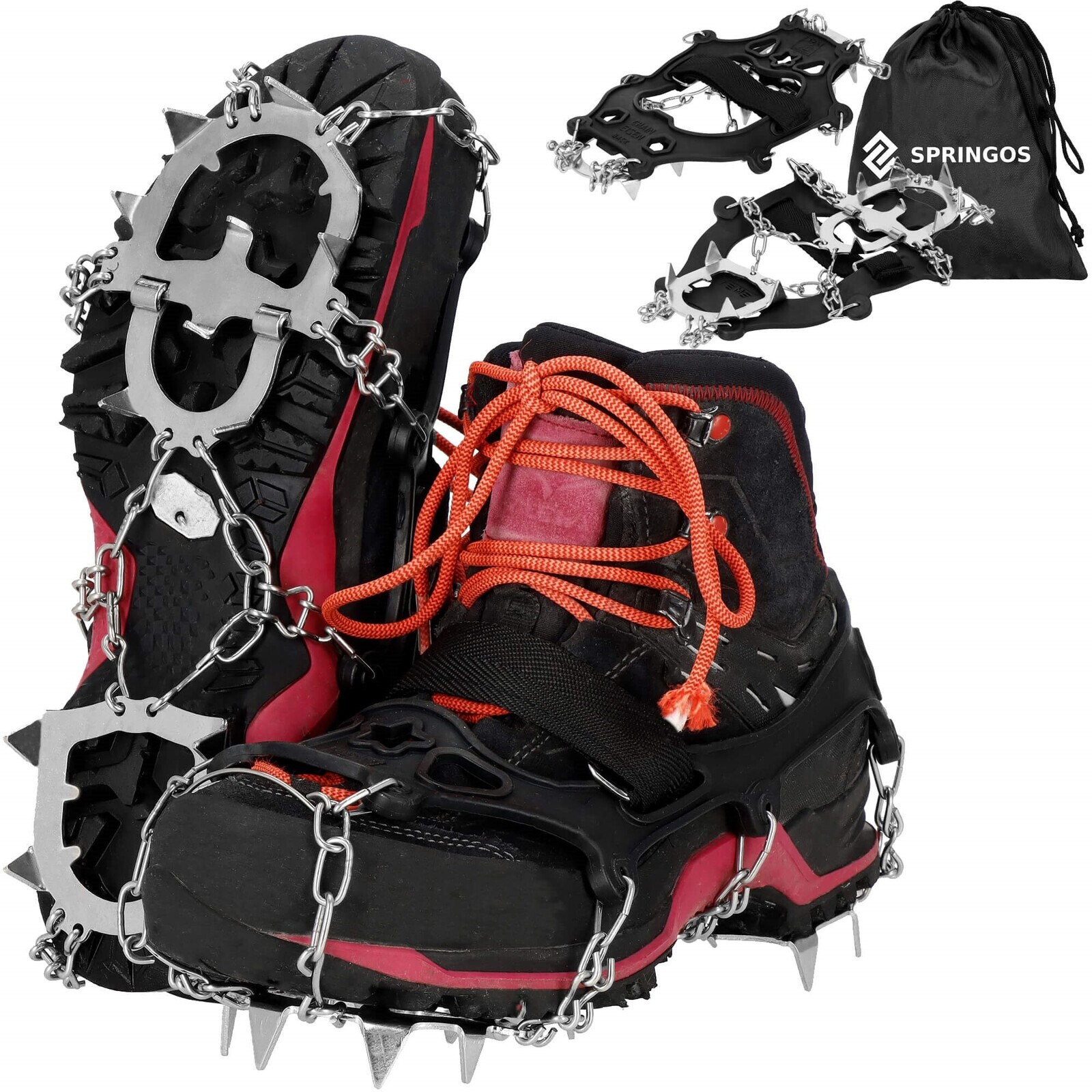 Oceľové protišmykové turistické mačky - 13 hrotov - veľkosť 36-40