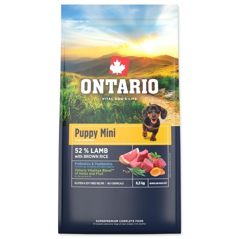 Krmivo Ontario Puppy Mini Lamb & Brown Rice