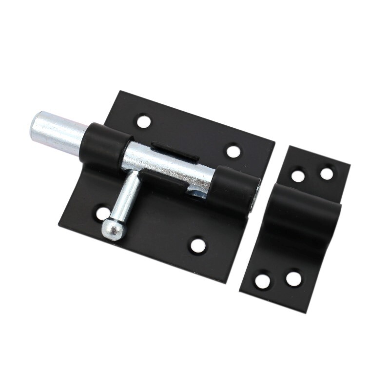 Zástrč na bránu/dvere 10 cm - čierno-strieborná