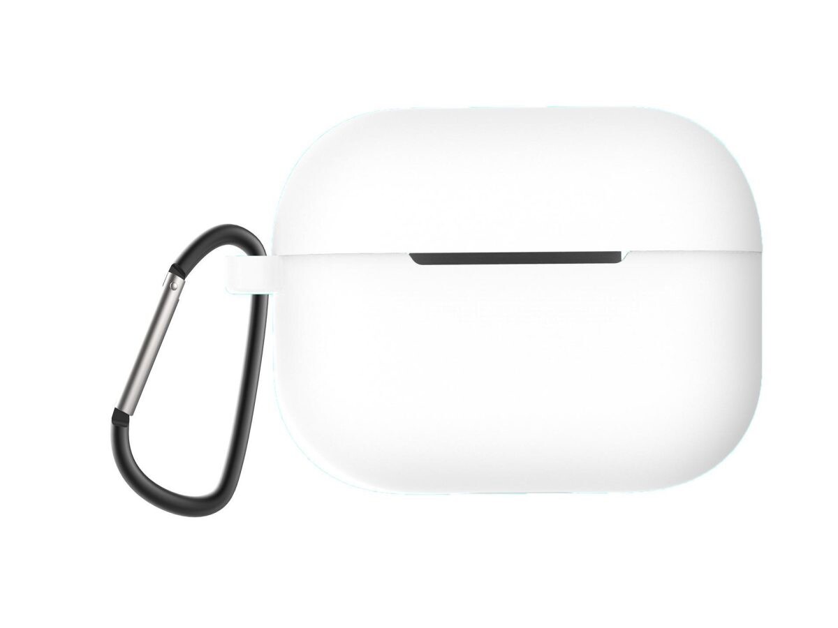 Silikónové púzdro pre Airpods Pro 2 s karabínou - Biela