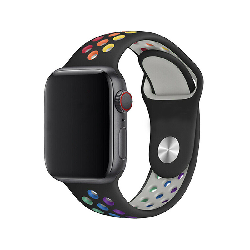 Športový remienok na Apple Watch - Rainbow Black Veľkosť: 38/40/41/42mm, Obvod: M-L (stredný až väčší obvod zápästia), Farba: Rainbow black