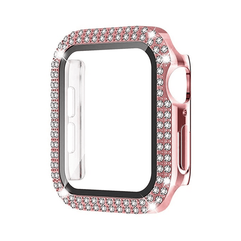 Ochranné puzdro s tvrdeným sklom a diamantami na Apple Watch - Rose Gold Veľkosť: 44mm