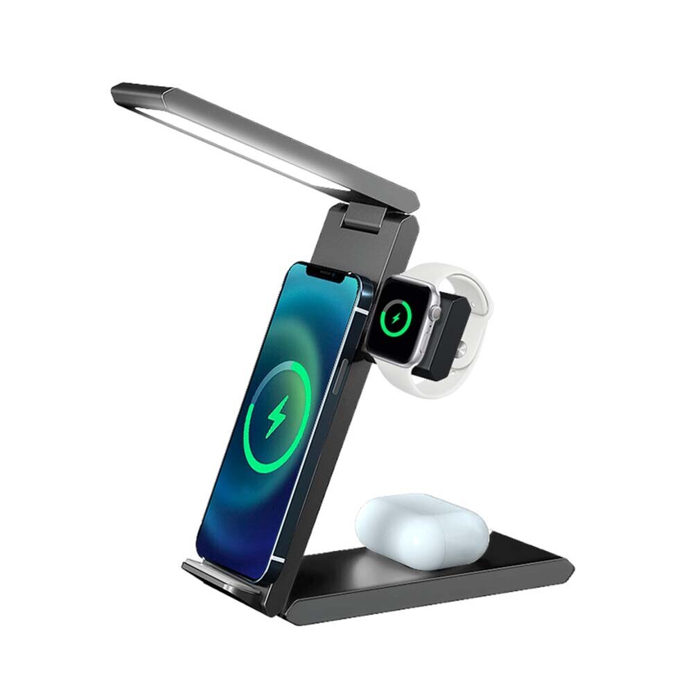 Malá nabíjacia stanica s LED lampičkou 3v1 - Vesmírna šedá