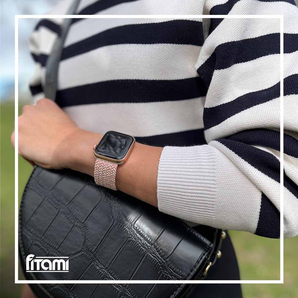 Marvelli - Pletený navliekací remienok pre Apple Watch - Pink Star Veľkosť: 38/40/41/42mm, Obvod: M (stredný až väčší obvod zápästia), Farba: Svetlo…