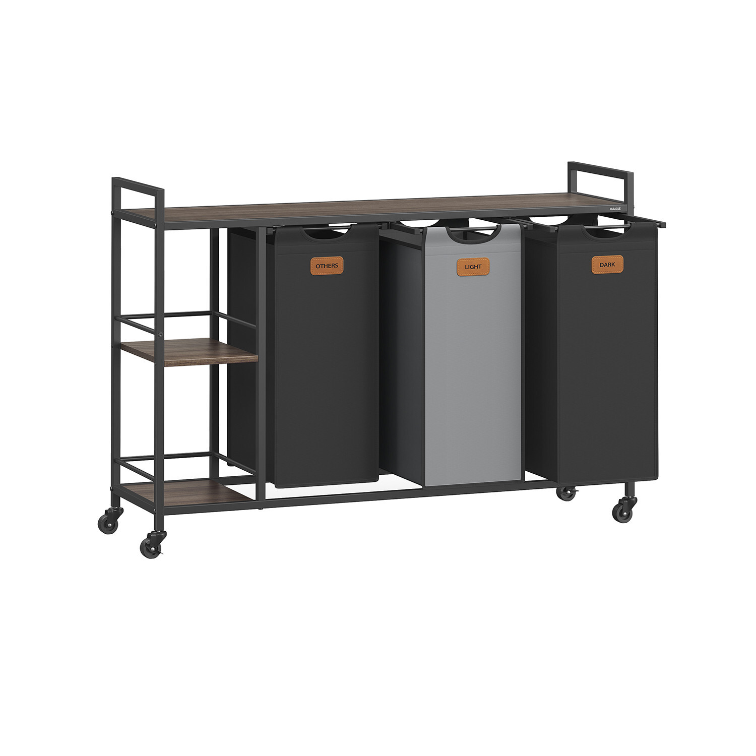 Koš na prádlo Vasagle Asas 150 l černý/šedý/hnědý