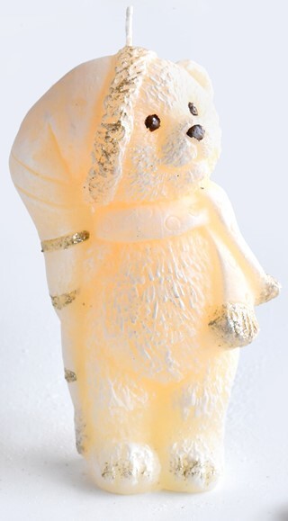 Vánoční svíčka Medvídek 11 cm krémová