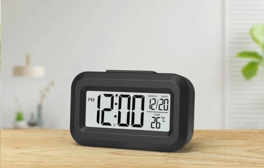 WG - Budík s vnútorným teplomerom WG DigiTherm Alarm, čierna