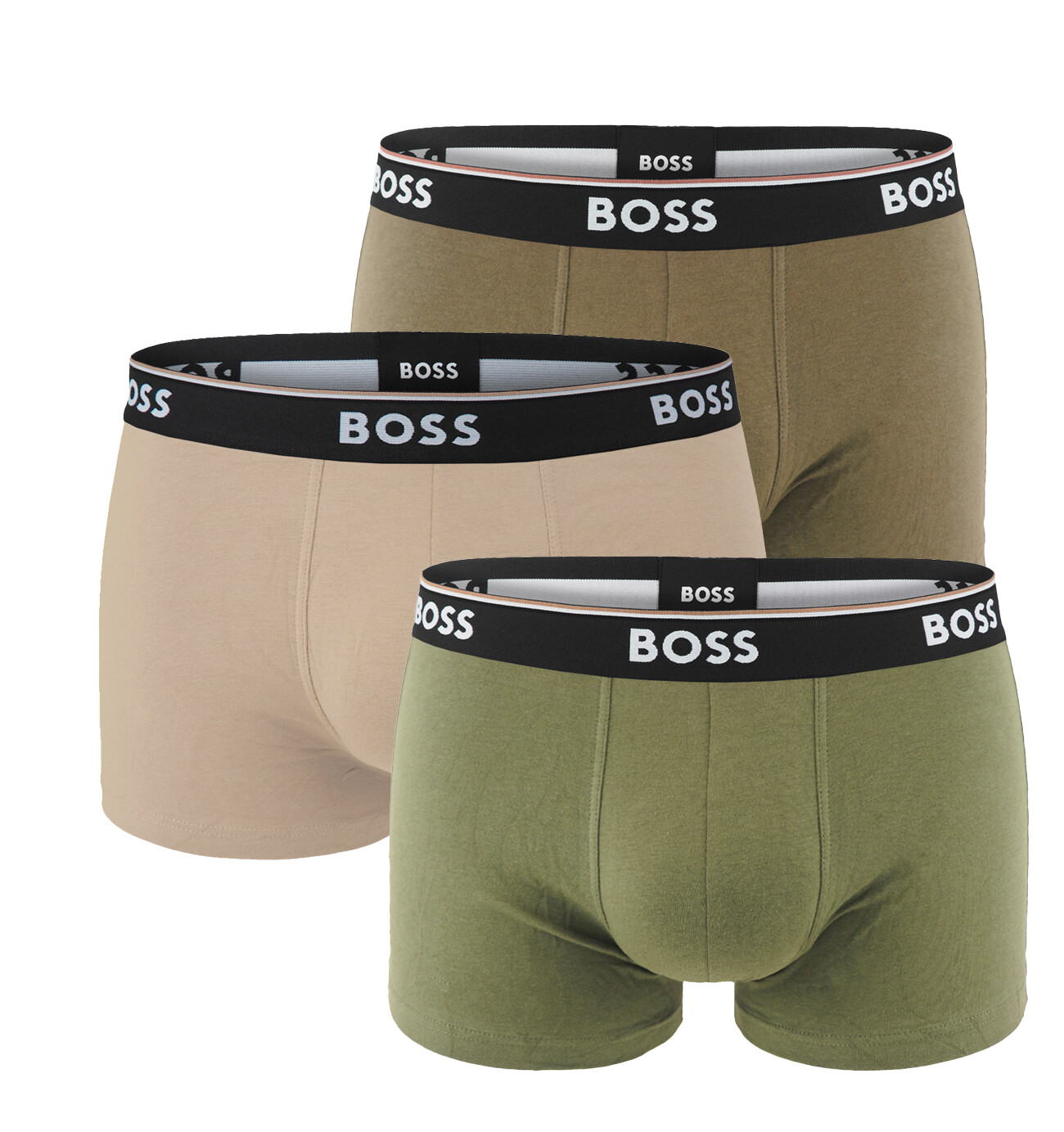 BOSS - boxerky 3PACK Power cotton stretch modern beige & forest tones
