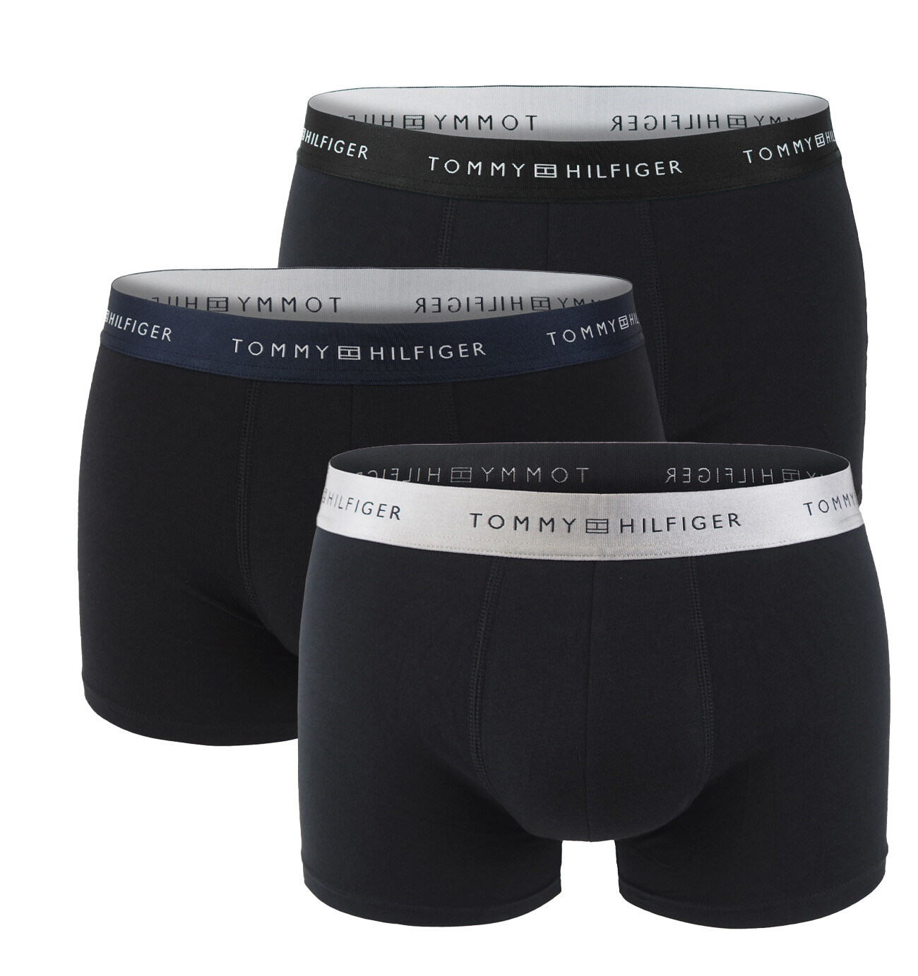 TOMMY HILFIGER - boxerky 3PACK TH series cotton stretch black / dark color metallic waist v darčekovom balení