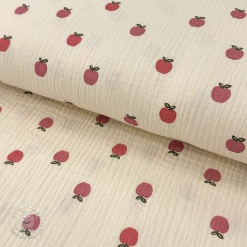 Dvojitá gázovina/mušelín Fruits apple natural