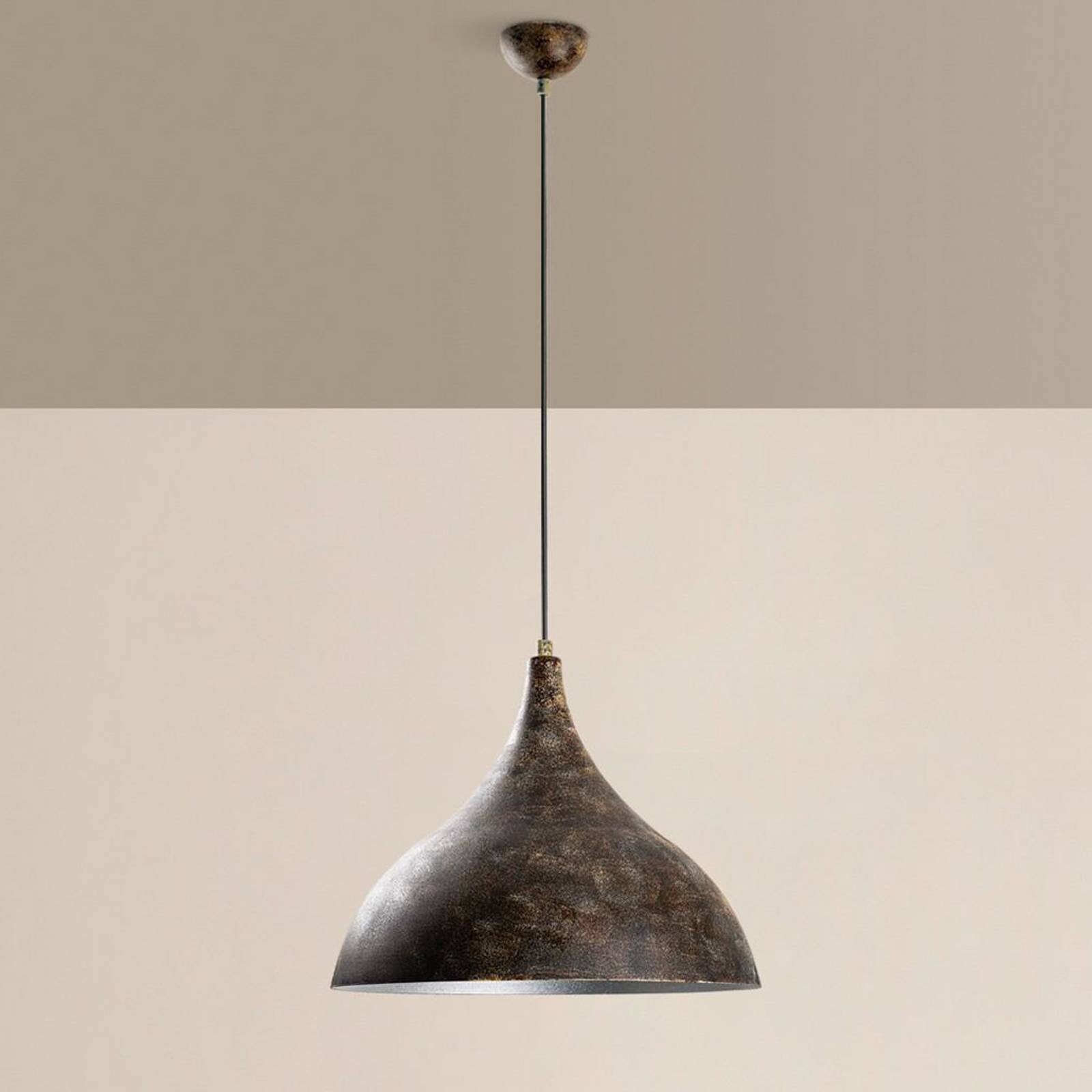 Závesné svietidlo Bitlislim, antická hnedá, Ø 41 cm, kov, E27