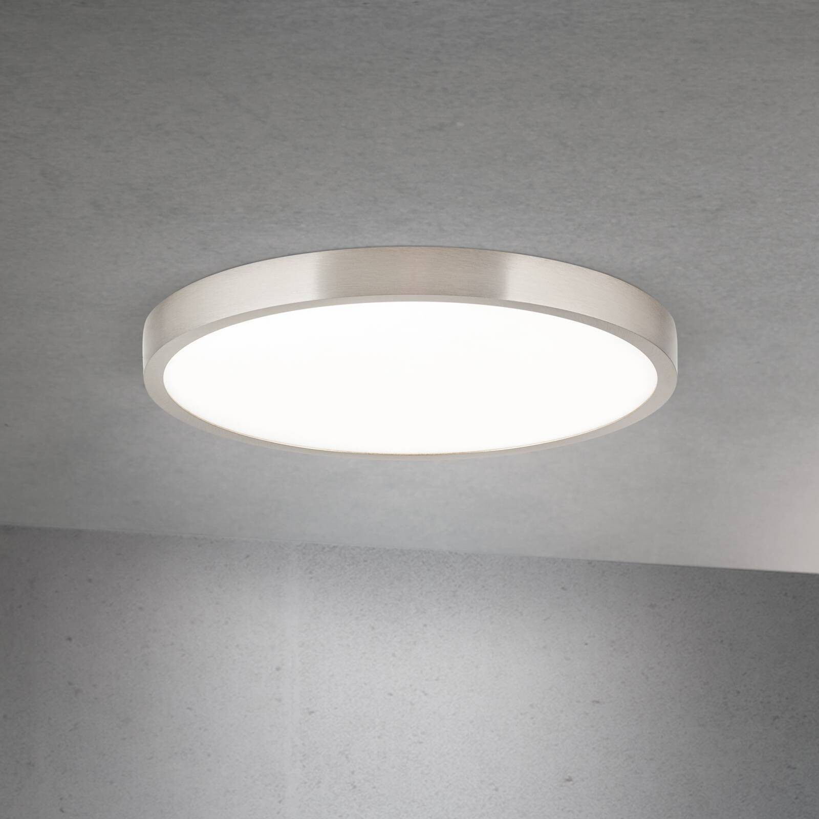 stropné LED svetlo Disc, saténovo niklové, Ø 28 cm, CCT