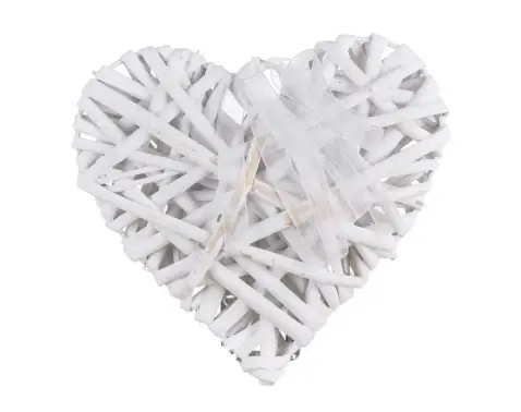 Dekorácia Prútené srdce 15x15 cm, biele%