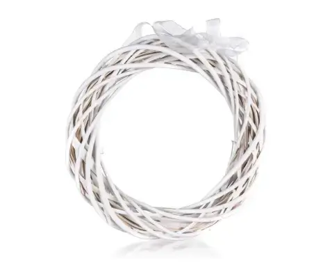 Dekoracia Ratanový veniec 26 cm, biely%