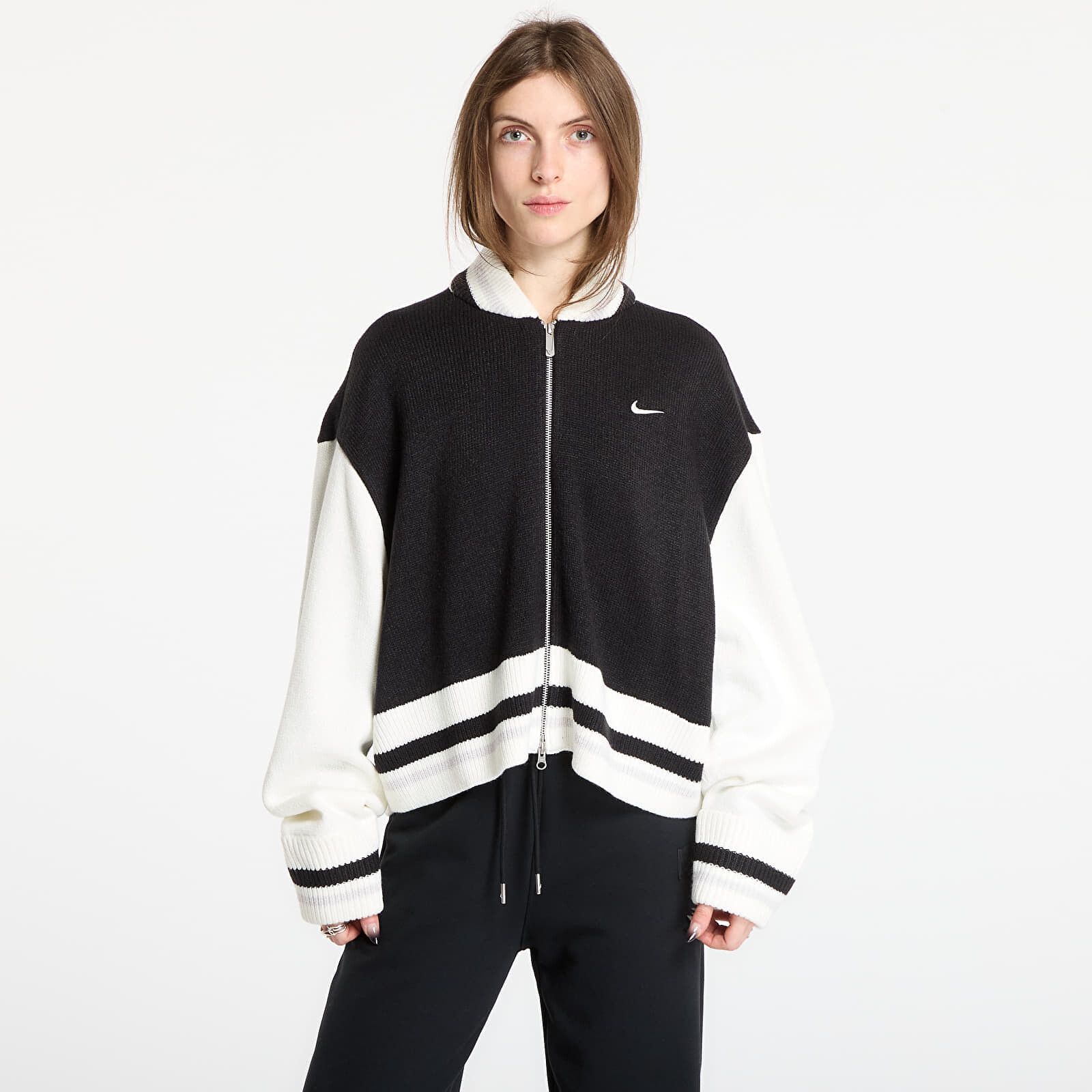 Sveter Nike Sportswear Women's Cardigan Black/ Sail/ Vast Grey/ Sail S