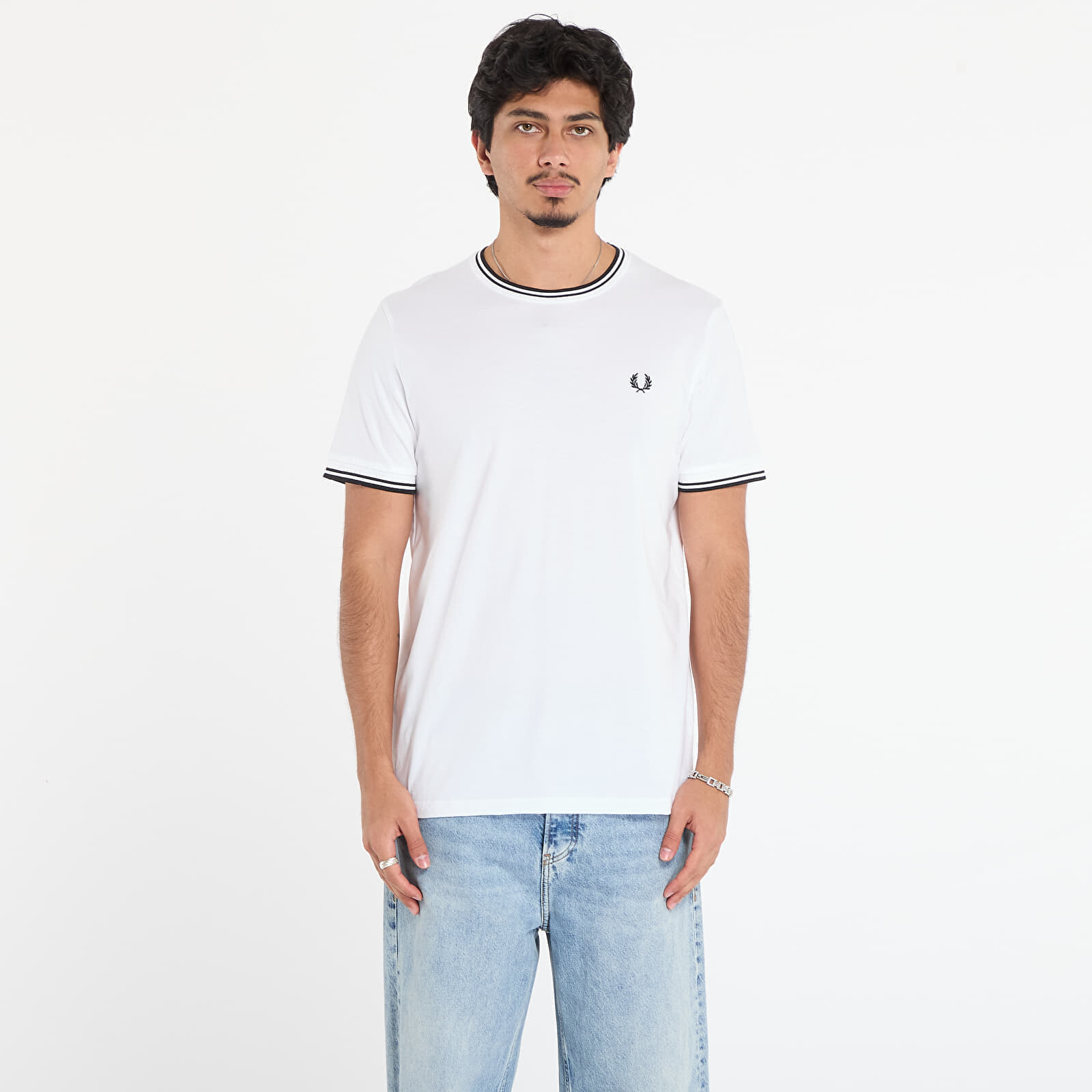 Tričko FRED PERRY Twin Tipped T-Shirt White XL