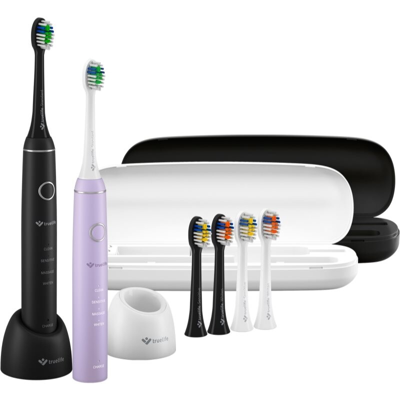 TrueLife SonicBrush Compact sonická zubná kefka Duo Black / Lavender 2 ks