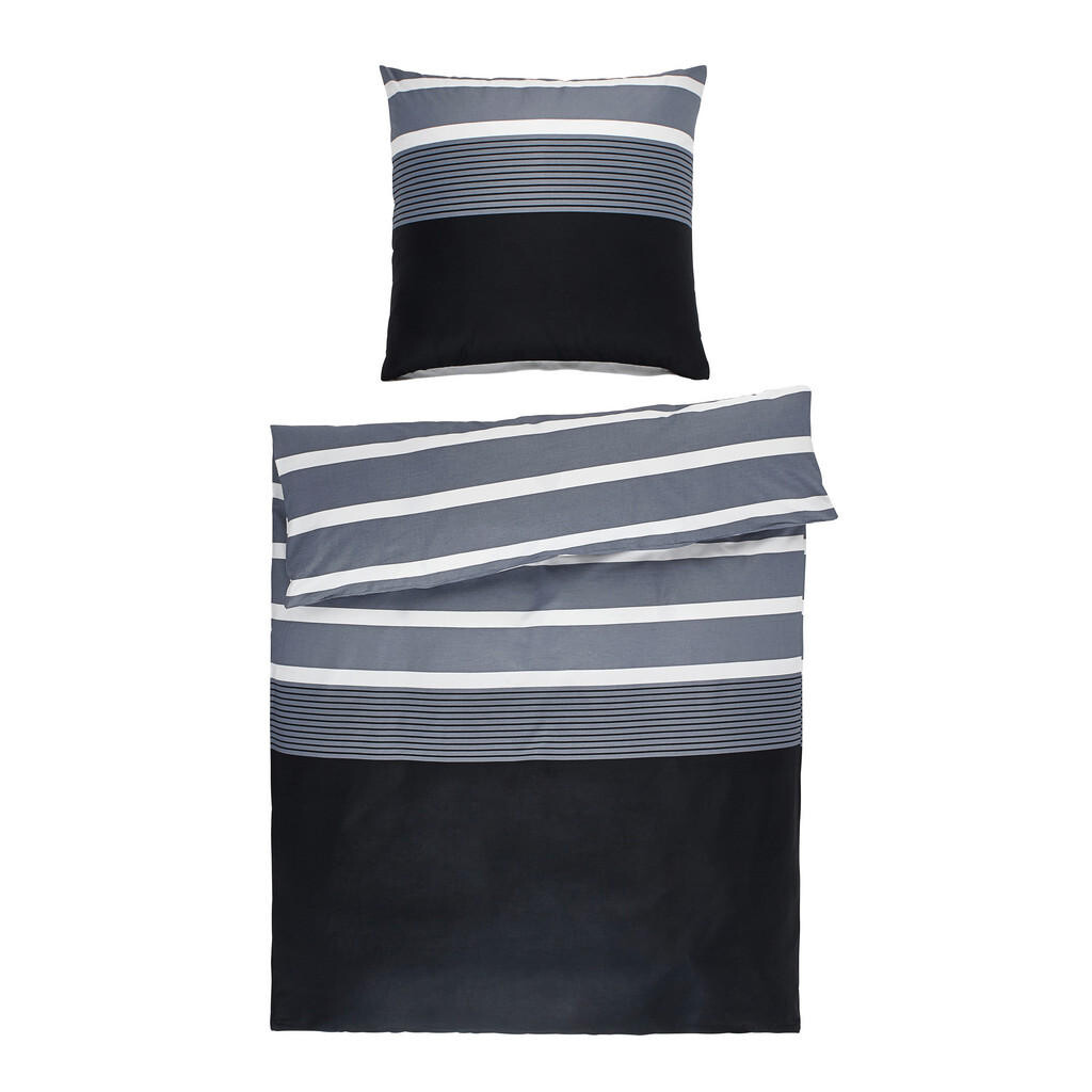 Janine POSTEĽNÁ BIELIZEŇ, makosatén, čierna, strieborná, 135/200 cm