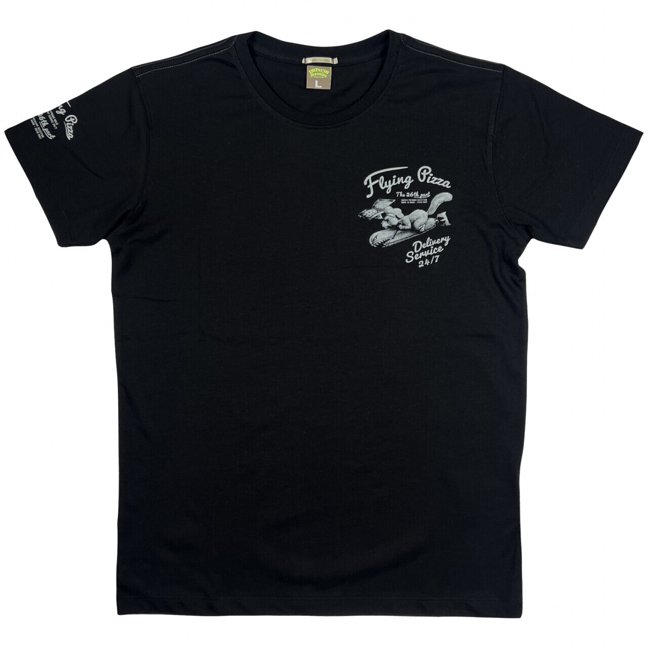 Tričko Yakuza Premium Flying Pizza - čierne, XXL