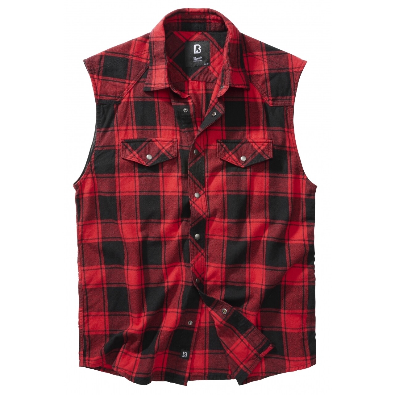 Košeľa Brandit Check Shirt Sleeveless - červená-čierna, 6XL