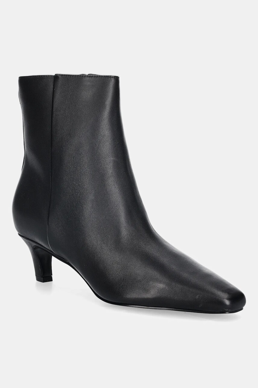 Kožené členkové topánky Guess IDREENA čierna farba, na vysokom podpätku, FLFIRN LEA10