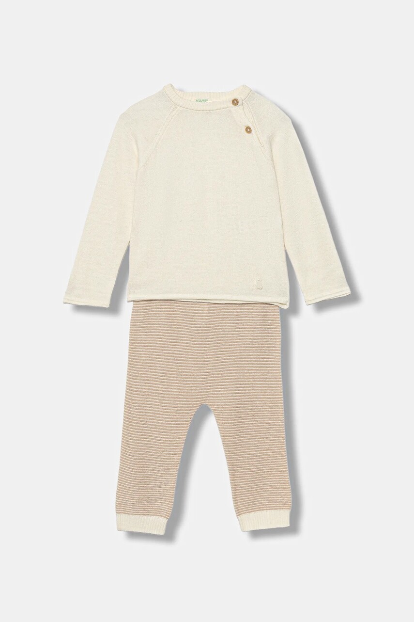 Detská súprava s prímesou vlny United Colors of Benetton 2-pak béžová farba, 106WB101G