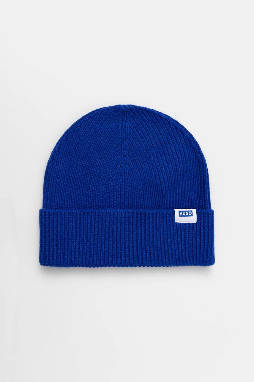Čiapka s prímesou vlny Hugo Blue modrá farba, 50551371