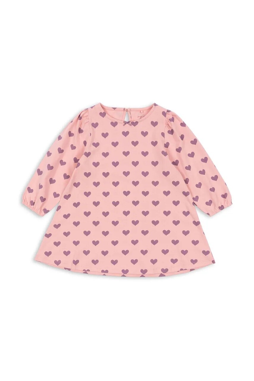 Dievčenské bavlnené šaty Konges Sløjd DREY DRESS GOTS ružová farba, mini, áčkový strih, KS103782