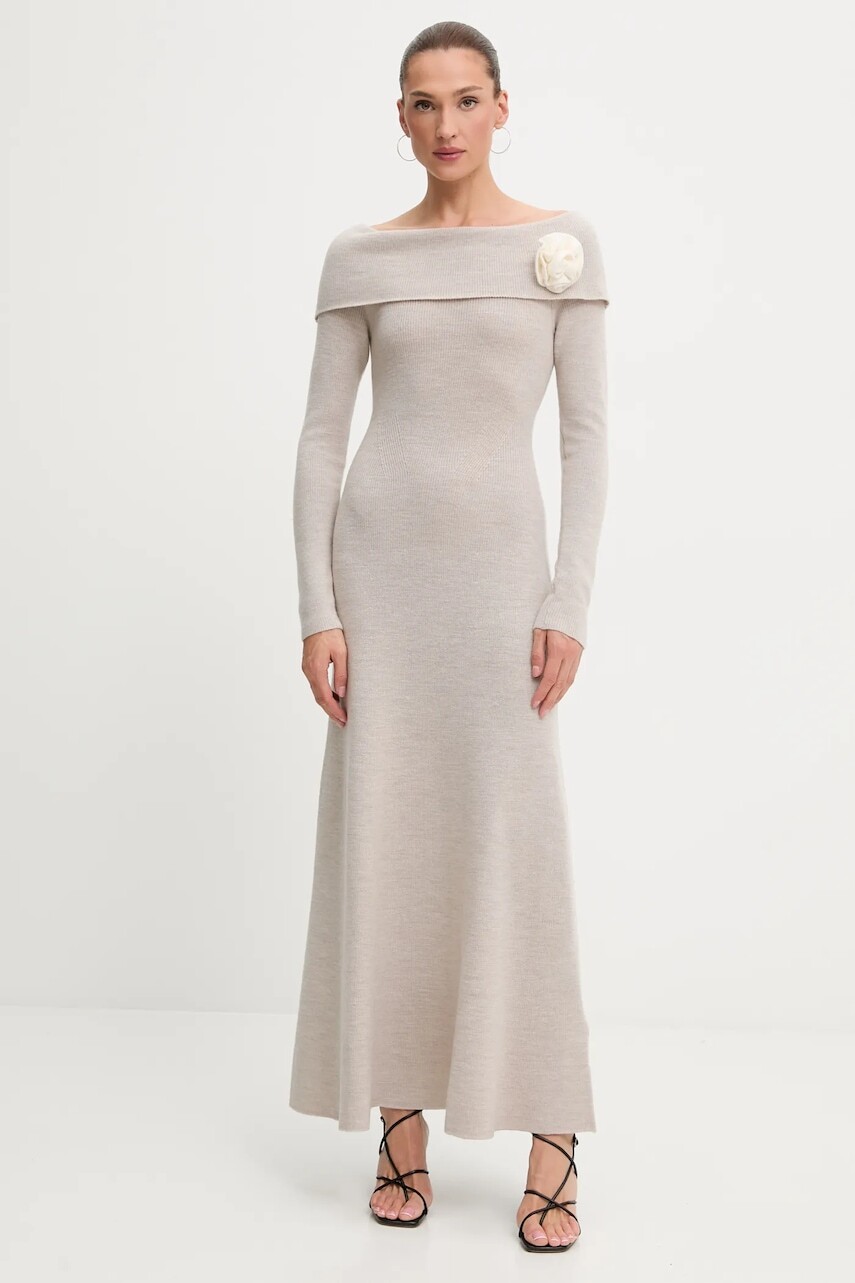 Vlnený sveter Blugirl Blumarine béžová farba, maxi, priliehavé, RF5150.MA500