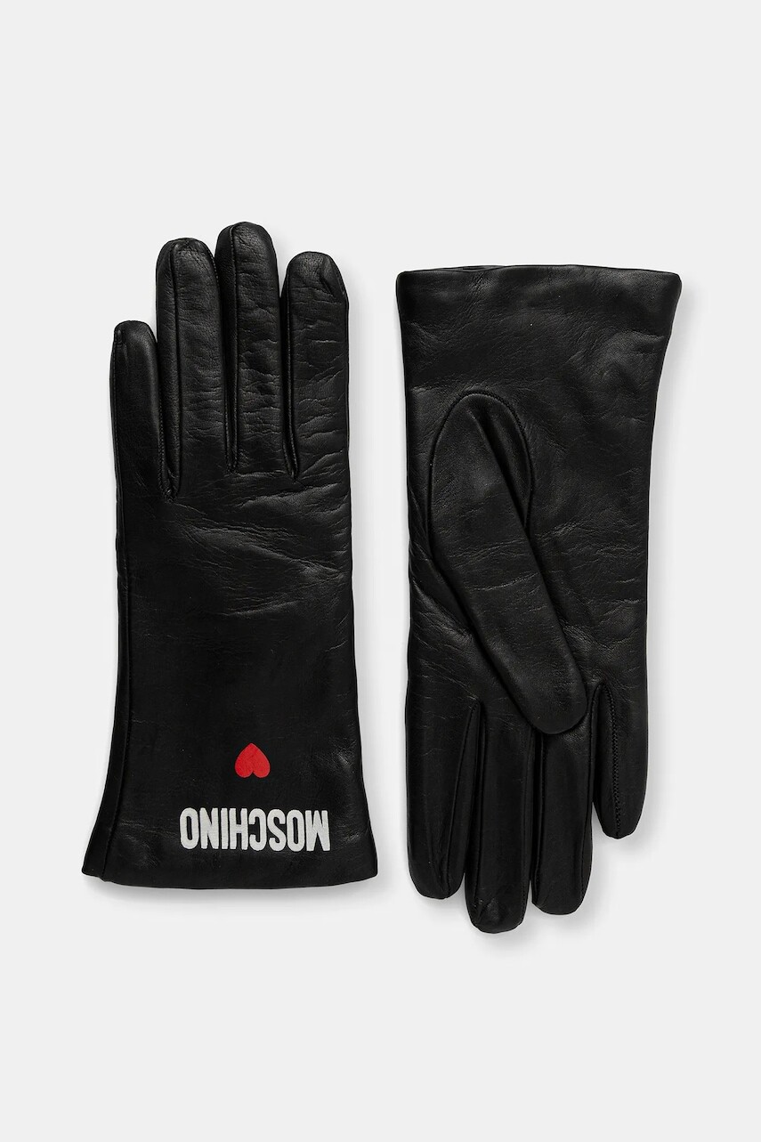 Kožené rukavice Moschino čierna farba, M3355 65458