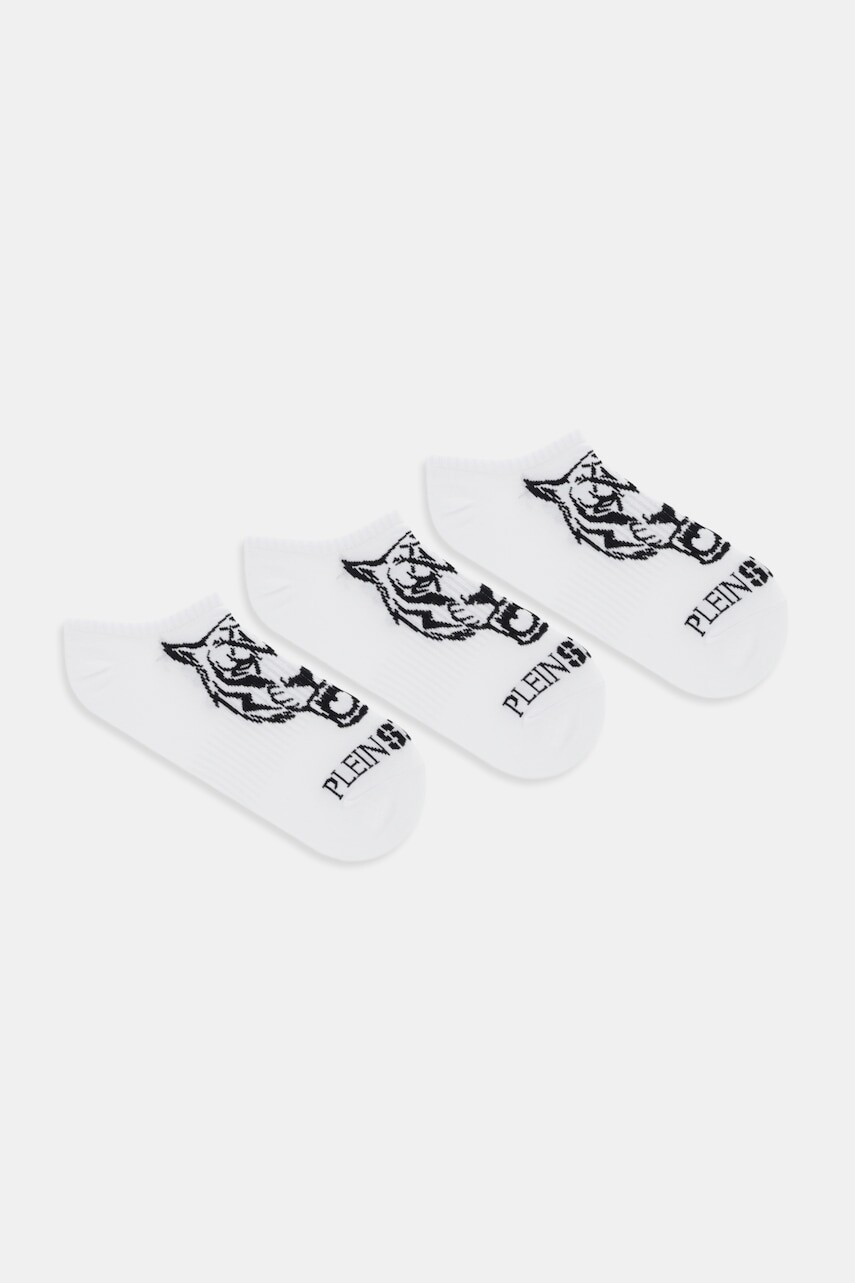 Ponožky PLEIN SPORT 3-pak biela farba, FAEC UUY0034 STE003N