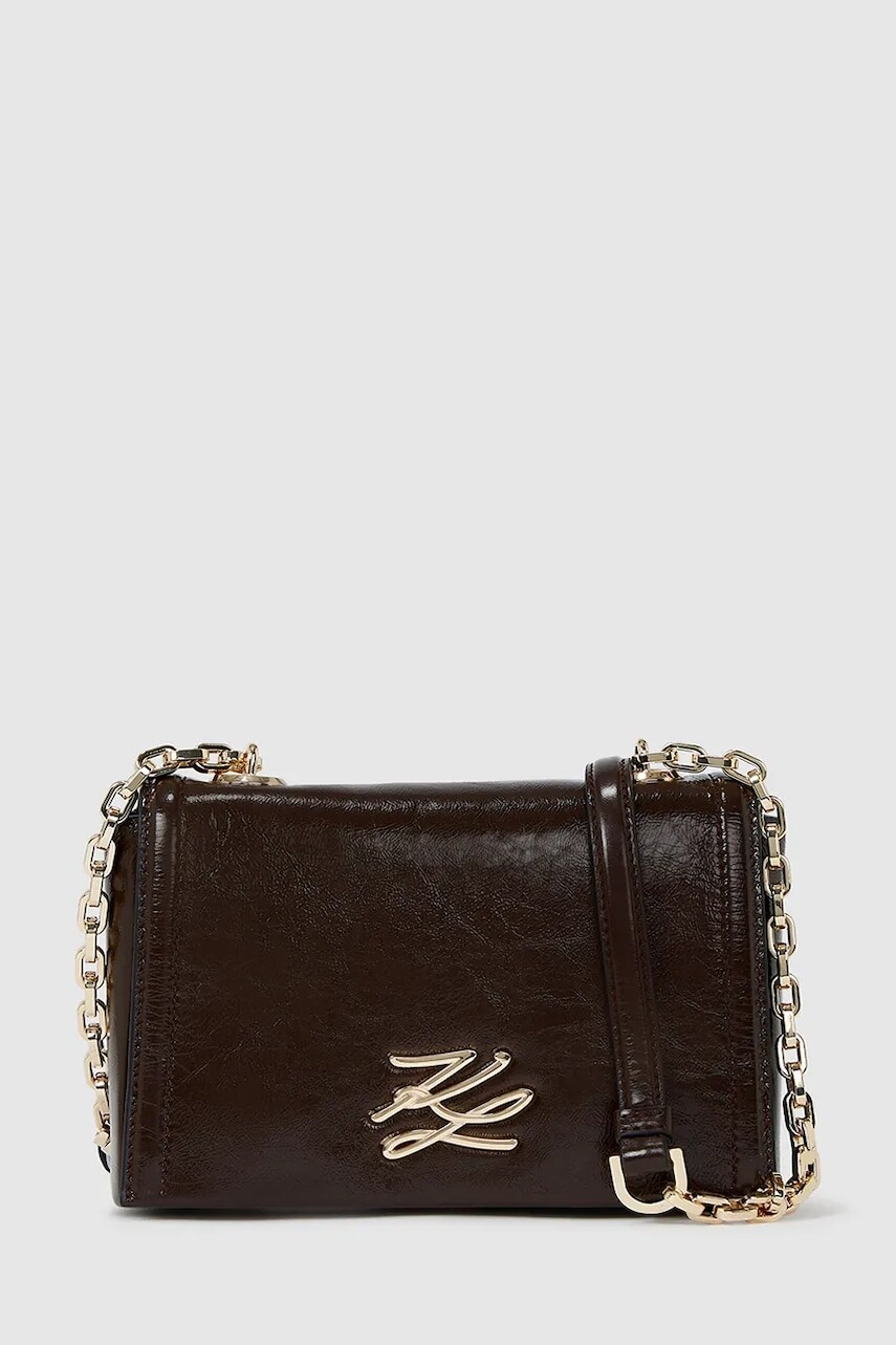 Kožená kabelka Karl Lagerfeld K/AUTOGRAPH bordová farba, A4W30106