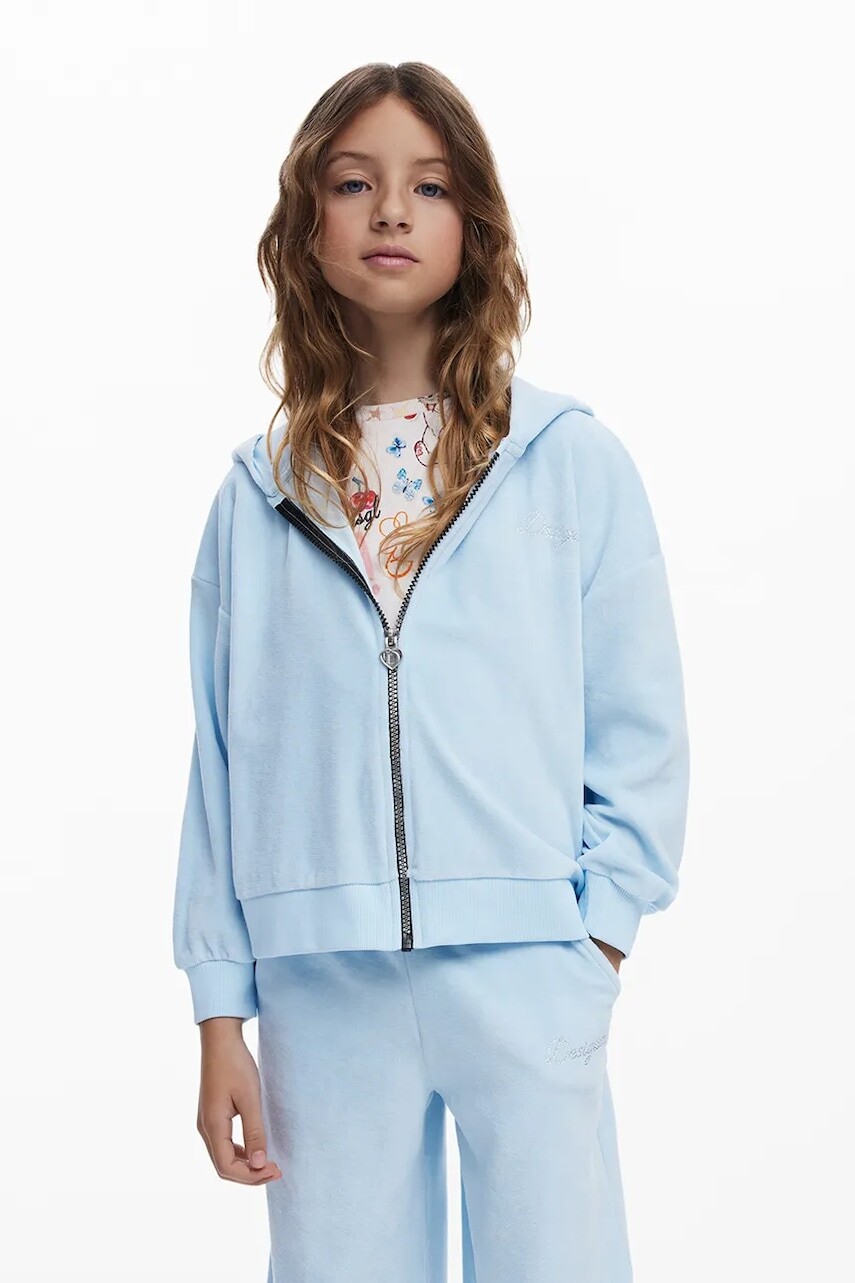 Mikina Desigual modrá farba, s kapucňou, 25WGSK10