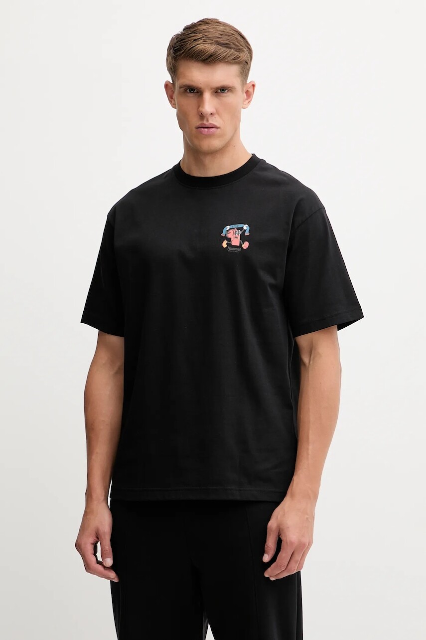 Bavlnené tričko Hummel pánske, čierna farba, s potlačou, 230025