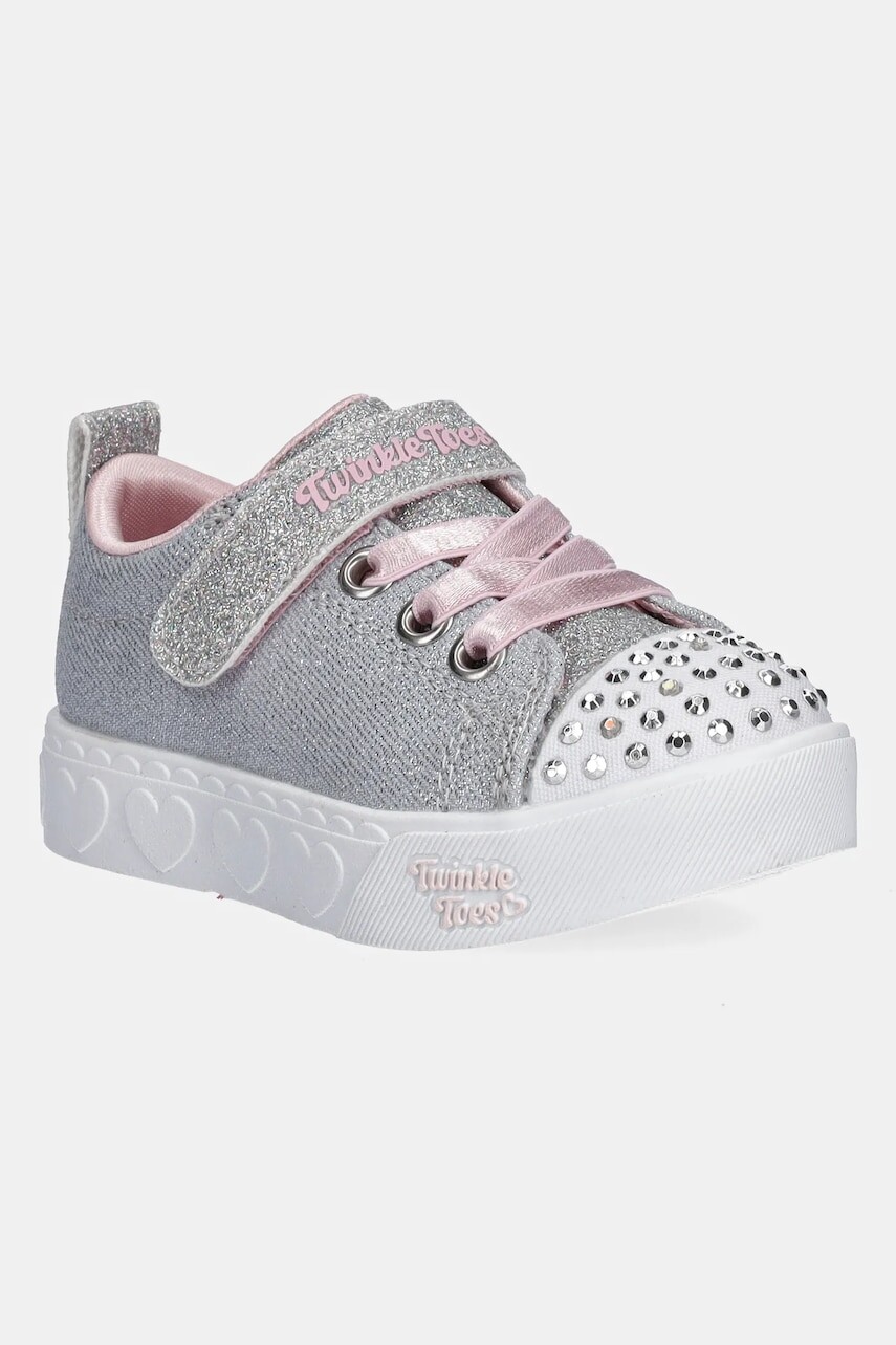 Detské tenisky Skechers HEART STEPS - SHIMMER SWEETIE šedá farba, 314620N